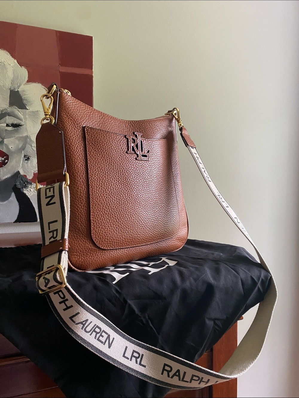 LRL Lauren Ralph Lauren Pebbled Leather Large Cameryn Crossbody